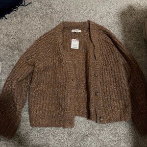 Lucky Brand Textured Brown Knit Sweater